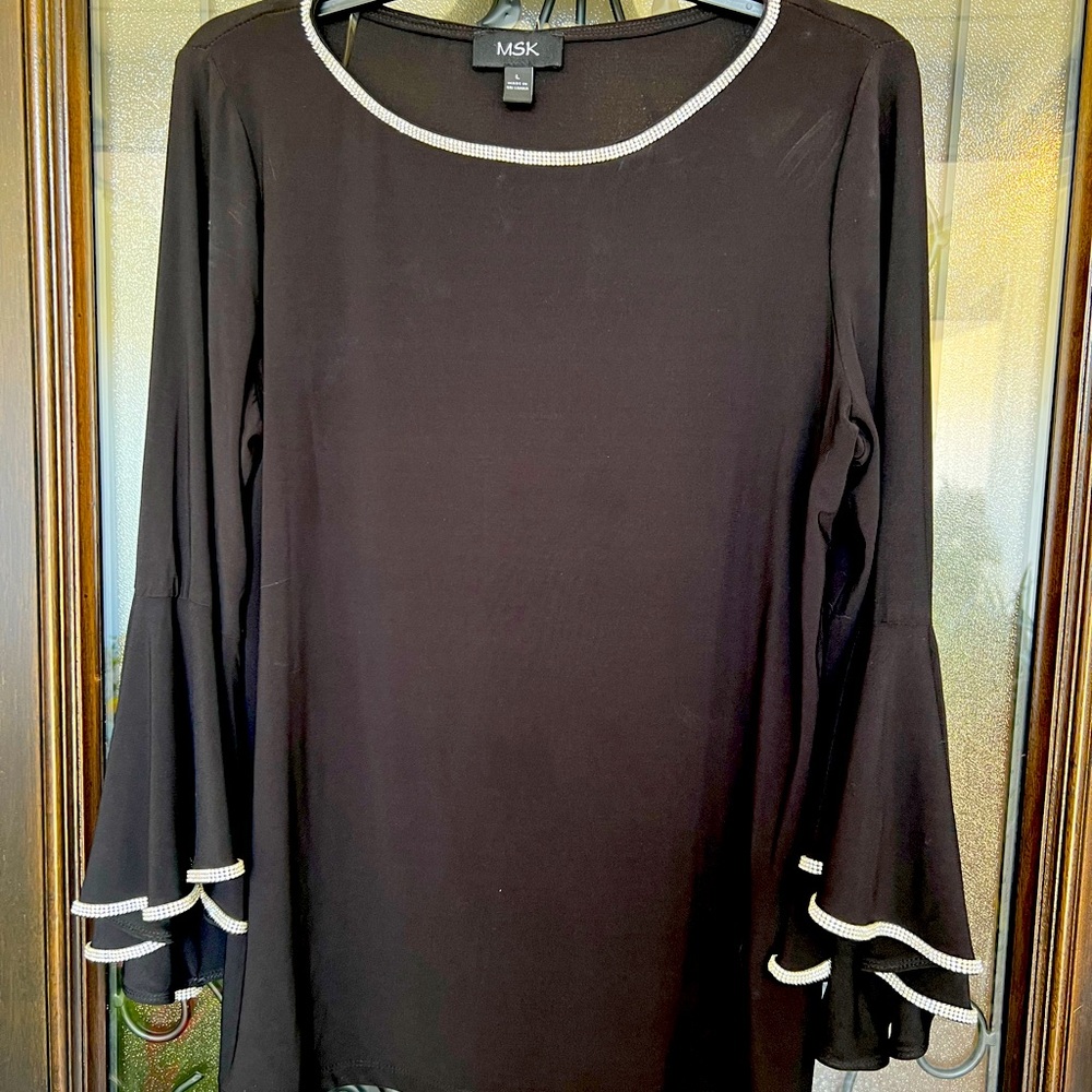 MSK Blouse in Black & Rhinestones